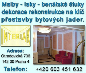 INTERLAK - dekorační úpravy interiérů, malby, laky, benátské štuky, přestavby bytových jader, rekonstrukce na klíč Praha