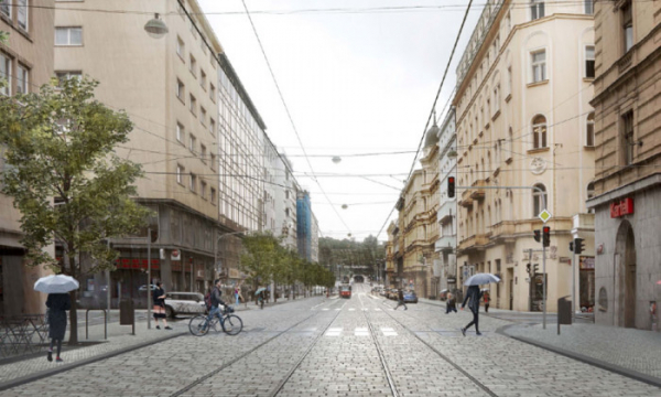 Pražská Revoluční ulice se stane novou městskou třídou. Asfalt nahradí dlažba, přibudou stromy i širší chodníky
