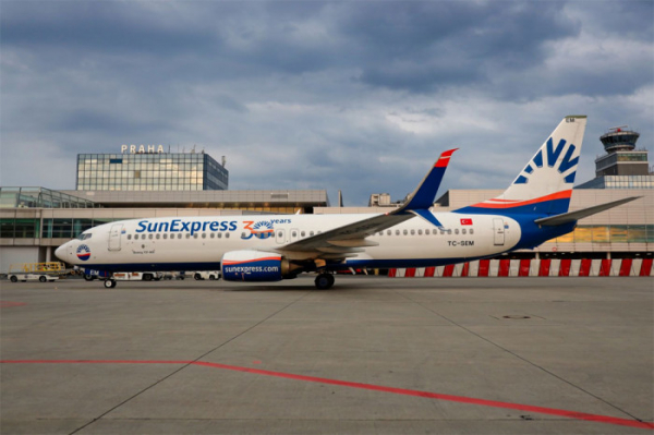 Letecká společnost SunExpress spustila přímé lety z pražského letiště do Antalye