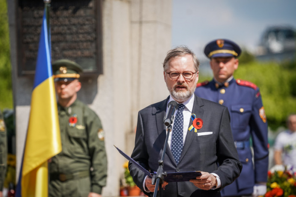 Premiér Petr Fiala uctil památku obětí druhé světové války, připomněl i oběti ruské agrese na Ukrajině