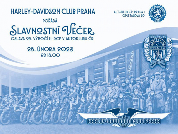 95 výročí Harley-Davidson Clubu Praha připomene slavnostní večer v Autoklubu ČR